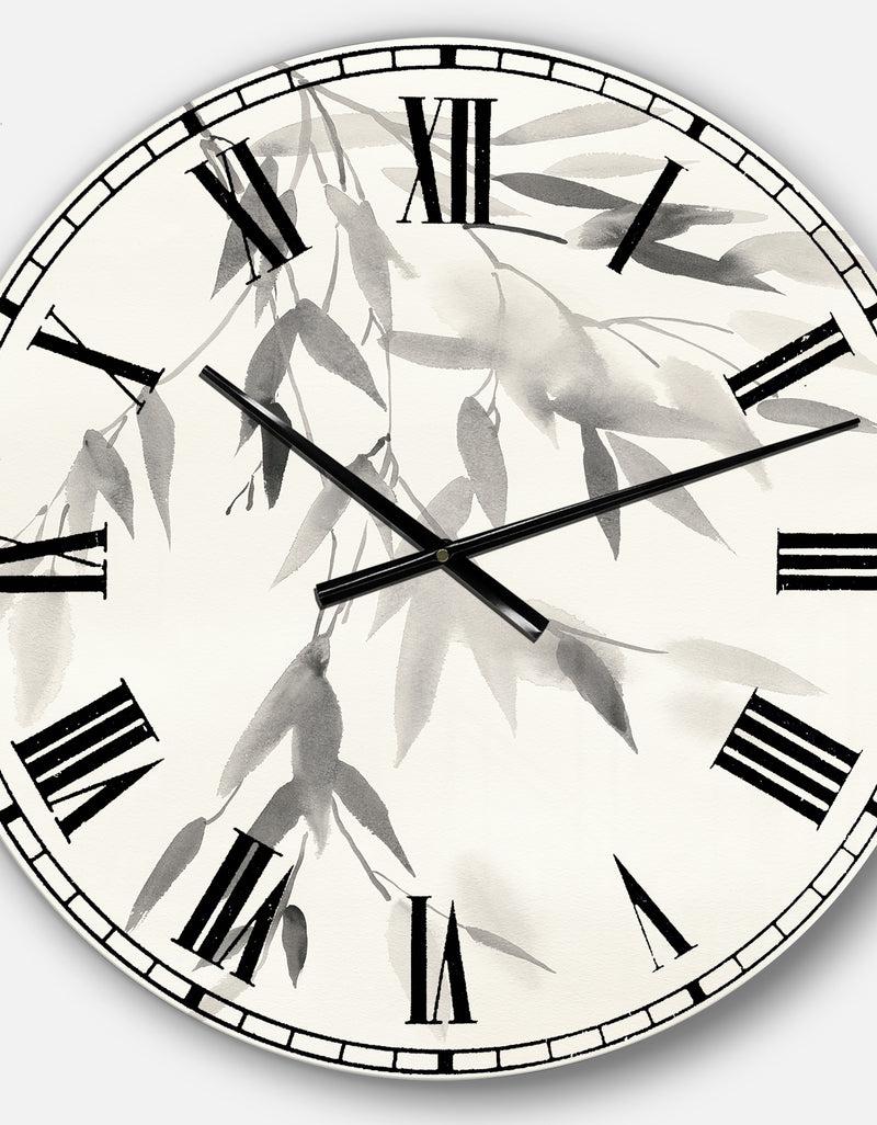 DesignQ Simplist Bamboo Leaves IV - Cabin & Lodge Large Wall CLock
