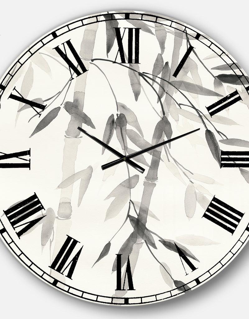DesignQ Simplist Bamboo Leaves V - Cabin & Lodge Large Wall CLock