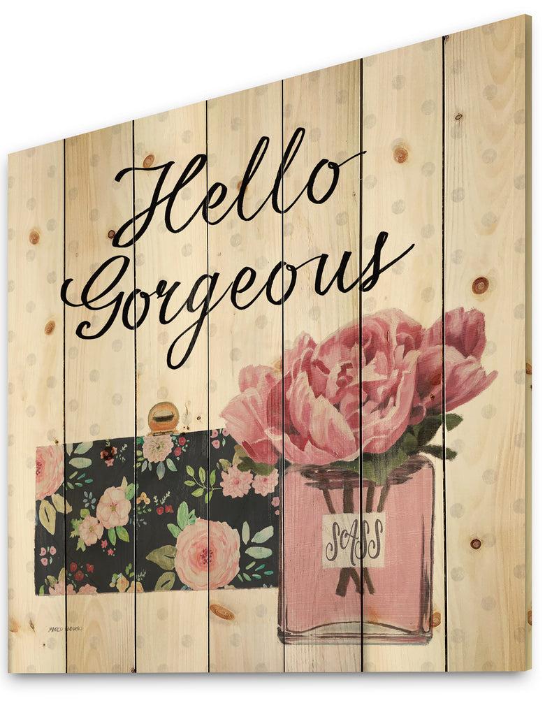 DesignQ Simply Splendid IV - Posh & Luxe Print On Natural Pine Wood