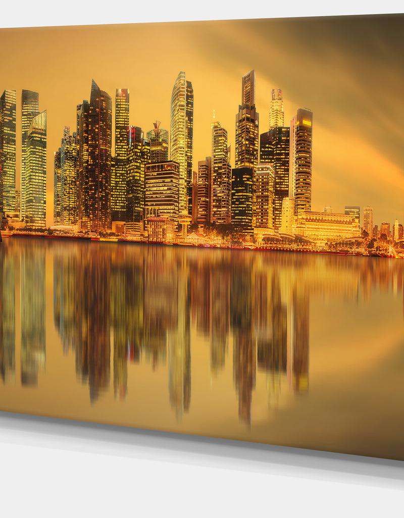 DesignQ Singapore Marina Bay Skyscrapers - Cityscape Canvas Print
