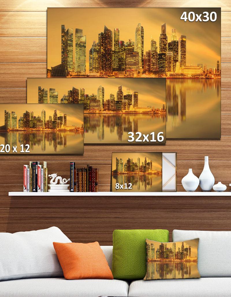 DesignQ Singapore Marina Bay Skyscrapers - Cityscape Canvas Print