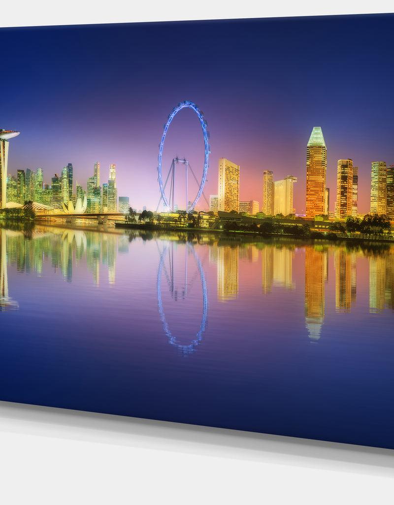 DesignQ Singapore Skyline And Blue Sky - Cityscape Canvas Wall Art