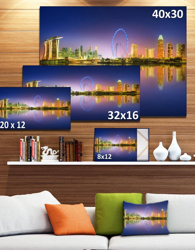 DesignQ Singapore Skyline And Blue Sky - Cityscape Canvas Wall Art