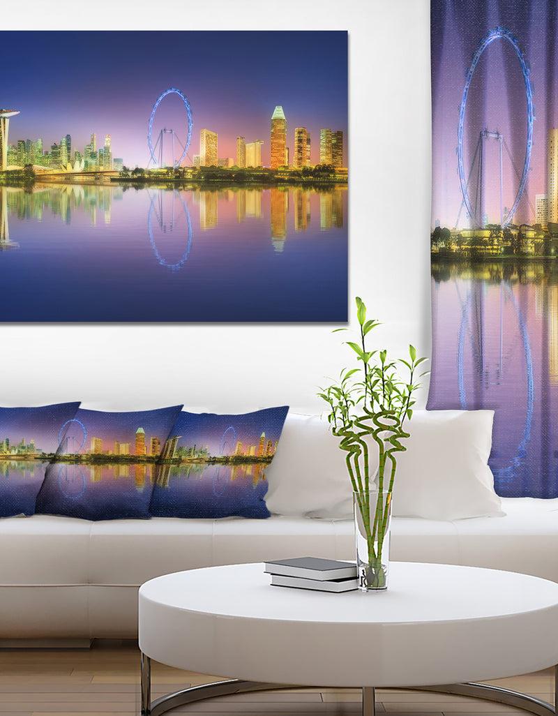DesignQ Singapore Skyline and Blue Sky - Cityscape Canvas Wall Art