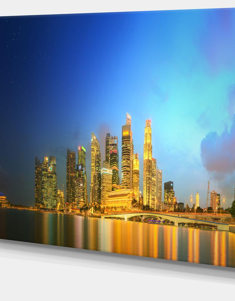 DesignQ Singapore Skyline And Marina Bay - Cityscape Canvas Wall Art