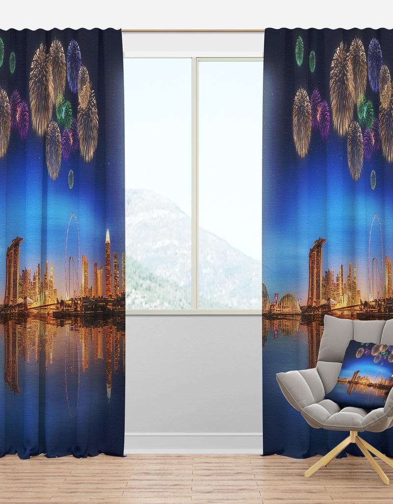 DesignQ Singapore Skyline - Cityscape Photography Curtain Panels