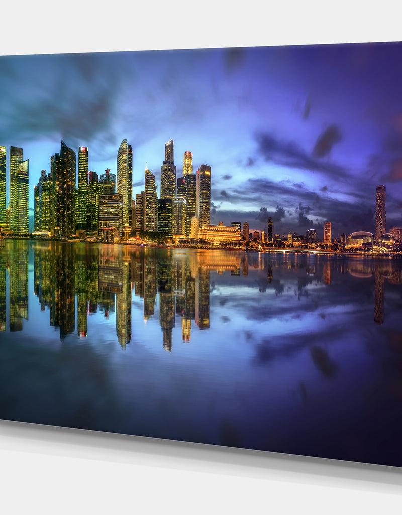 DesignQ Singapore Skyline View From Marina Bay - Landscapes Cityscapes Photographic On Wrapped Canvas