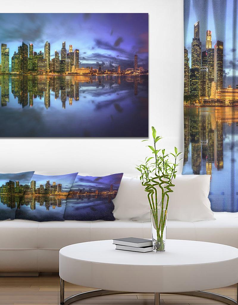DesignQ Singapore skyline view from Marina bay - Landscapes Cityscapes Photographic on wrapped Canvas