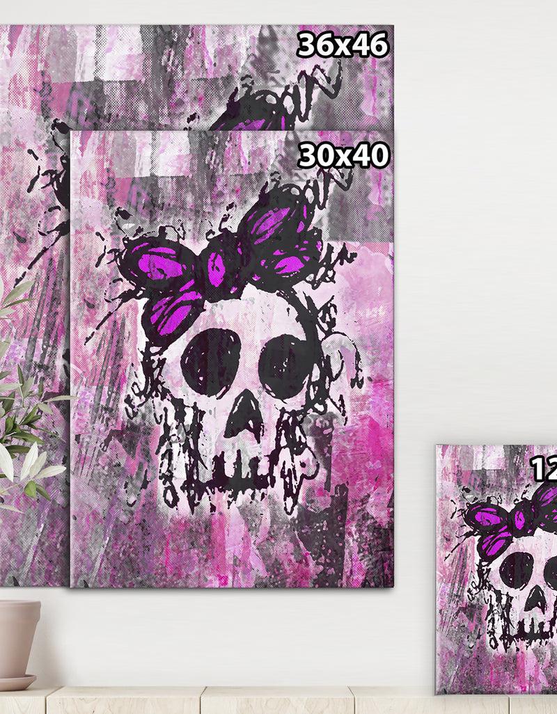 DesignQ Sketched Skull Princess - Modern & Contemporary Premium Canvas Wall Art