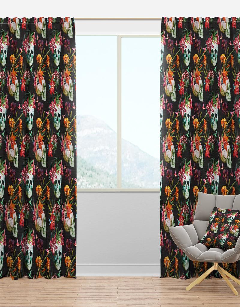 DesignQ Skull and Flowers - Bohemian & Eclectic Curtain Panels