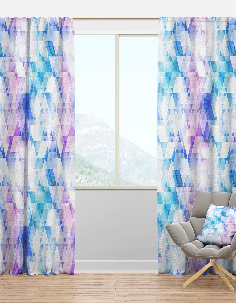DesignQ Sky Blue Triangle Texture with Grunge Effect - Modern & Contemporary Curtain Panels