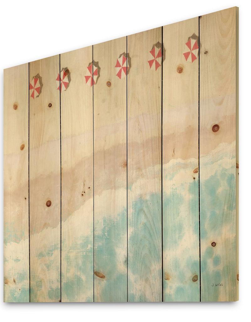 DesignQ Sky Seaview I - Nautical & Coastal Print On Natural Pine Wood