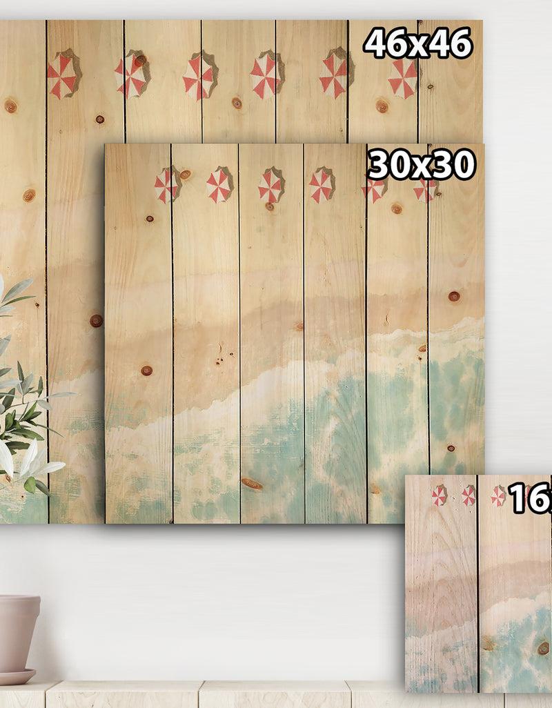 DesignQ Sky Seaview I - Nautical & Coastal Print On Natural Pine Wood