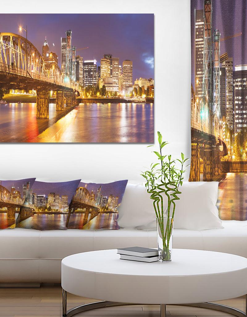 DesignQ Skyline of Portland Panorama - Extra Large Cityscape Wall Art