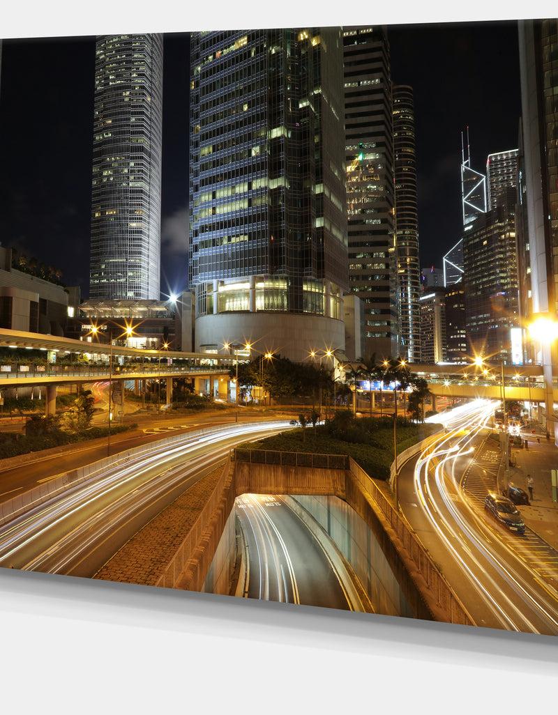 DesignQ Skyscrapers And Busy Traffic - Cityscape Artwork Canvas