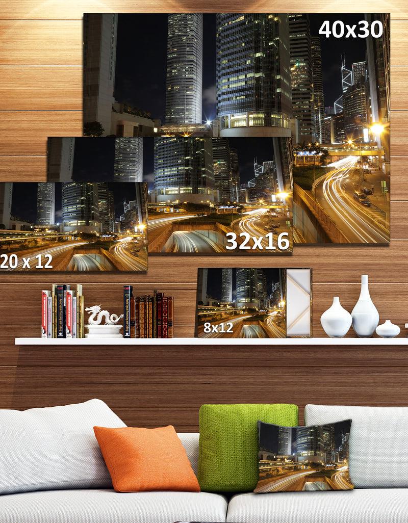 DesignQ Skyscrapers And Busy Traffic - Cityscape Artwork Canvas