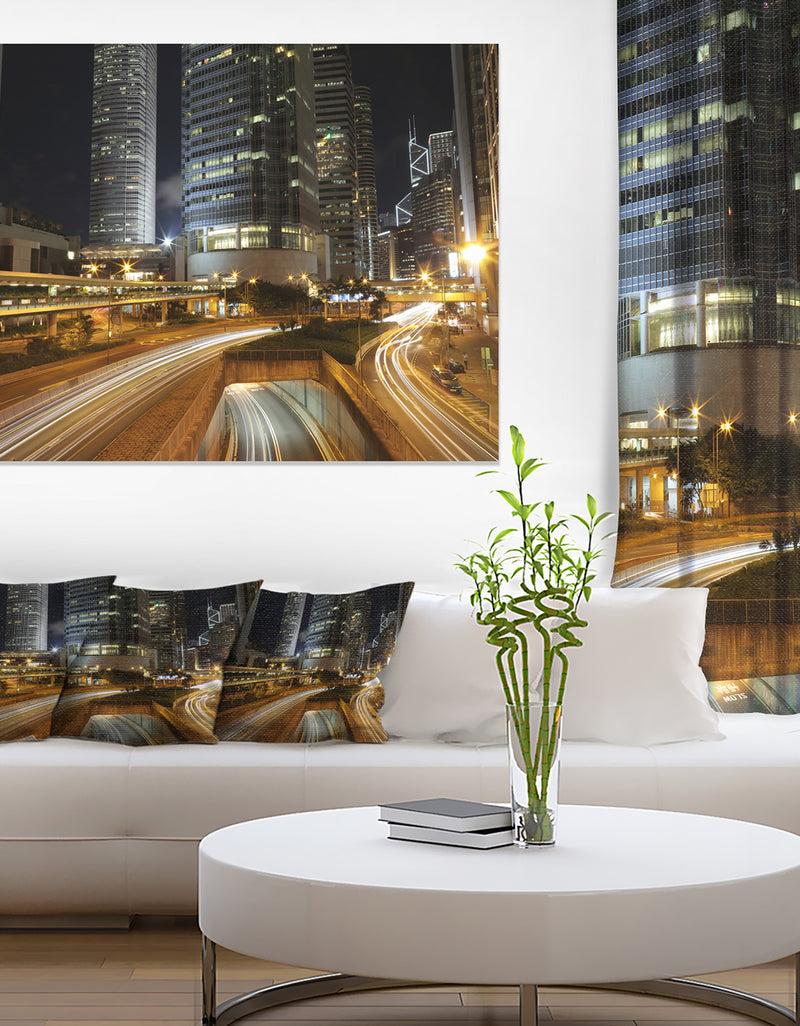 DesignQ Skyscrapers and Busy Traffic - Cityscape Artwork Canvas