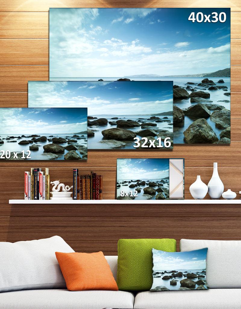 DesignQ Sleeping Sea Under Blue Sky - Landscape Photo Canvas Art Print