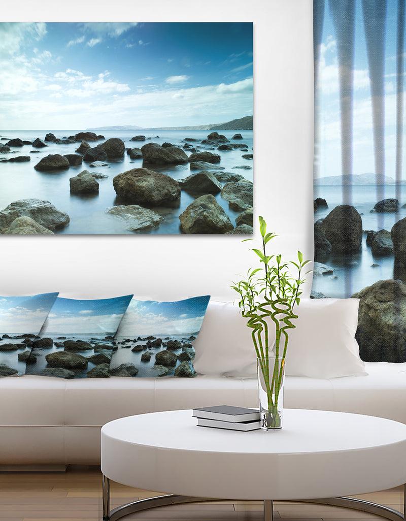 DesignQ Sleeping Sea Under Blue Sky - Landscape Photo Canvas Art Print