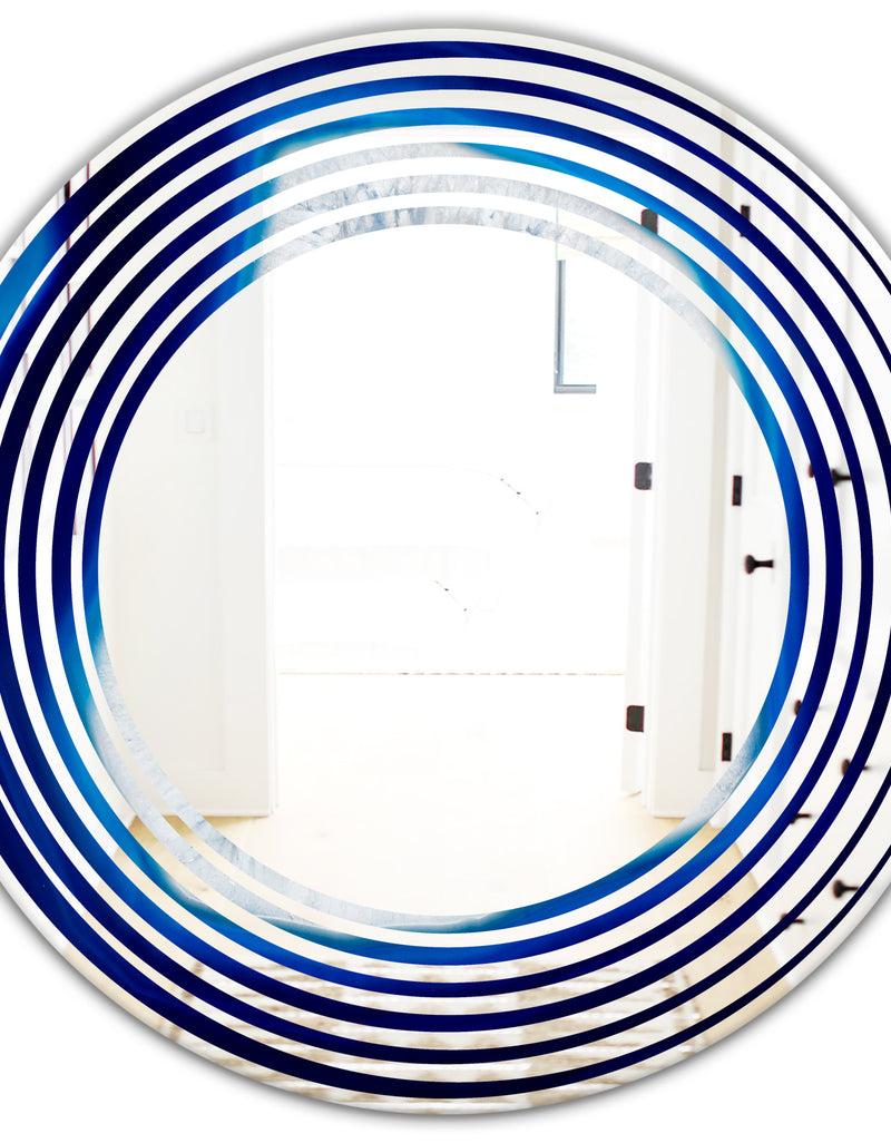 DesignQ Slice Of Blue Agate Crystal - Modern Round Or Oval Wall Mirror - Wave
