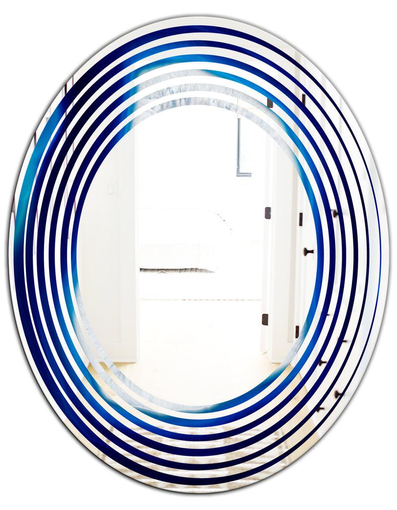 DesignQ Slice Of Blue Agate Crystal - Modern Round Or Oval Wall Mirror - Wave