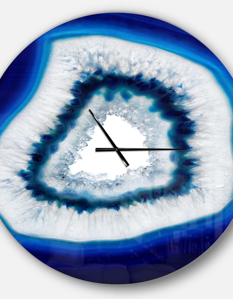 DesignQ Slice Of Blue Agate Crystal - Oversized Modern Wall CLock