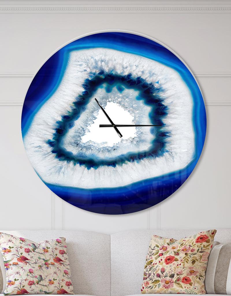 DesignQ Slice of blue agate crystal - Oversized Modern Wall CLock