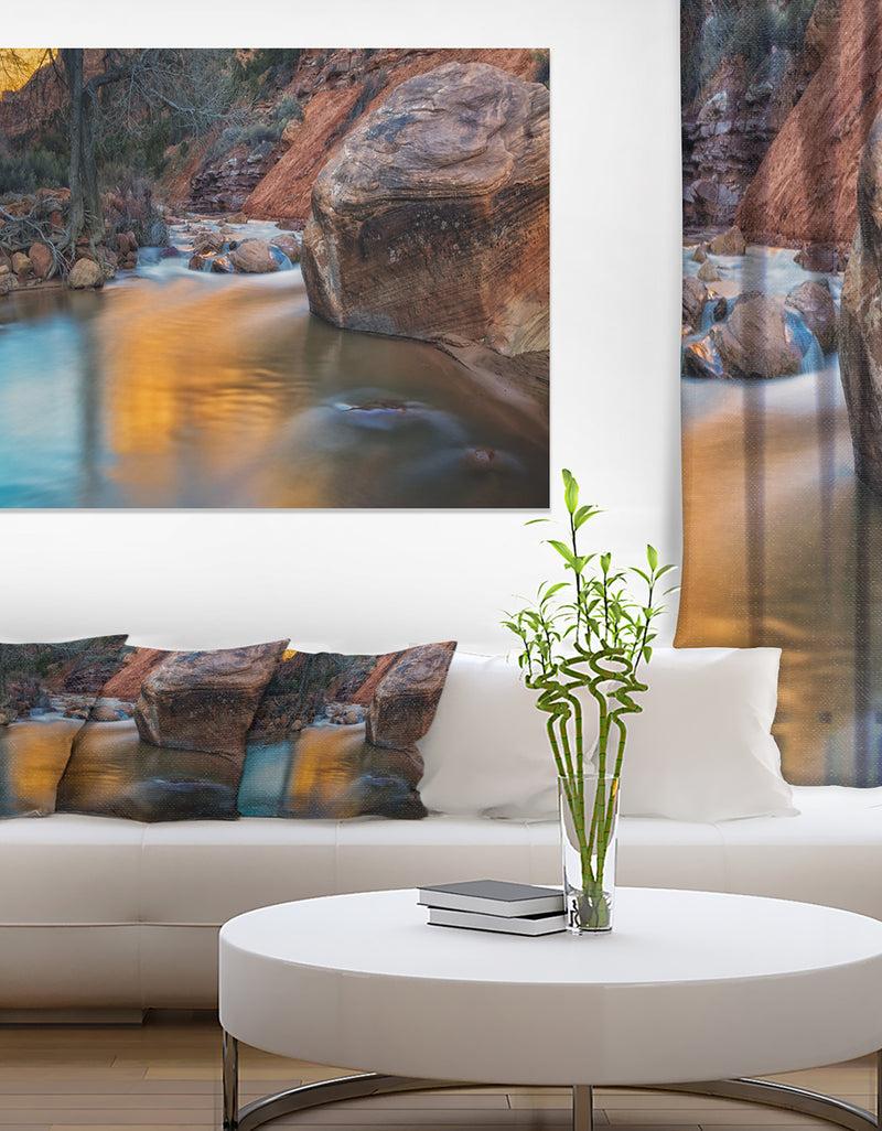 DesignQ Slow Motion Virgin River At Zion - Landscape Art Canvas Print