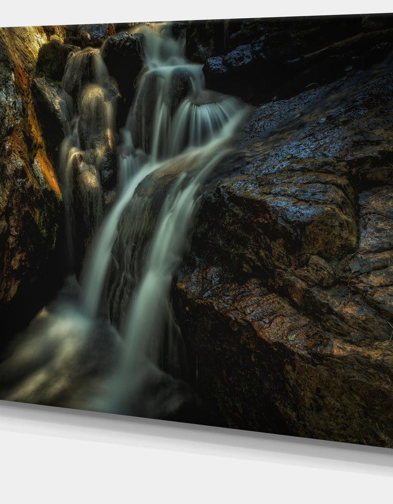 DesignQ Slow Motion Waterfall In Summer - Landscape Art Canvas Print