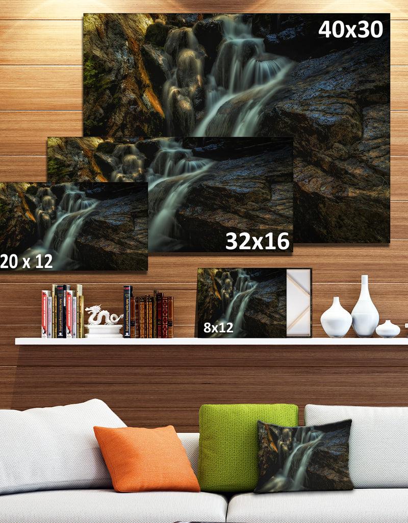 DesignQ Slow Motion Waterfall In Summer - Landscape Art Canvas Print