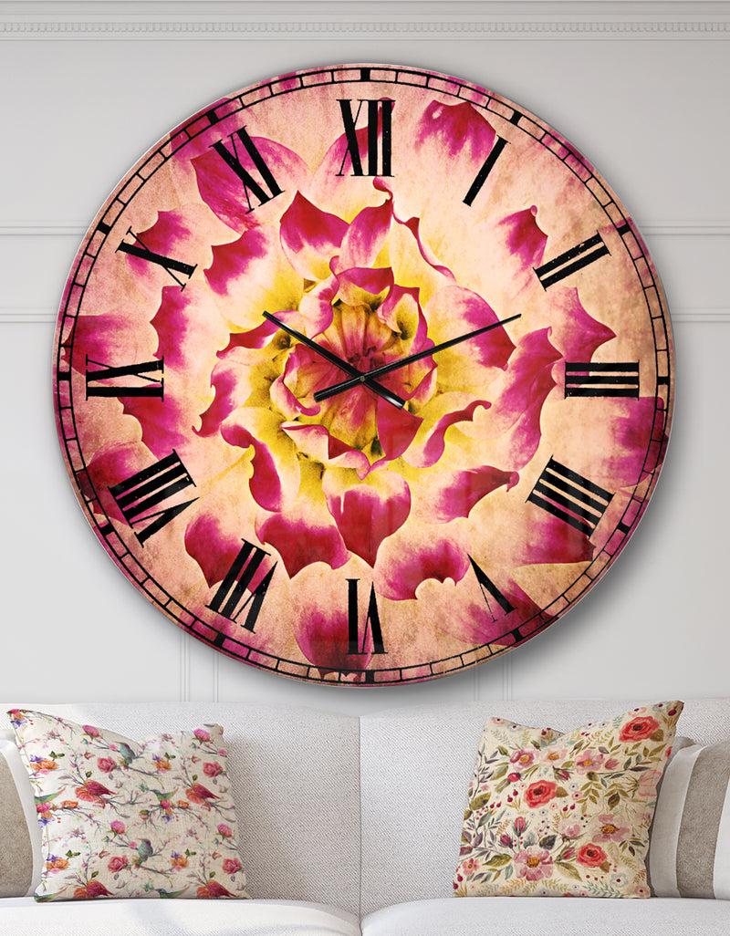 DesignQ Smooth White Rose Flower Petals - Floral Large Wall CLock