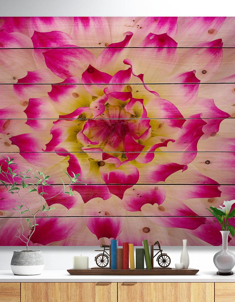 DesignQ Smooth White Rose Flower Petals - Floral Print on Natural Pine Wood