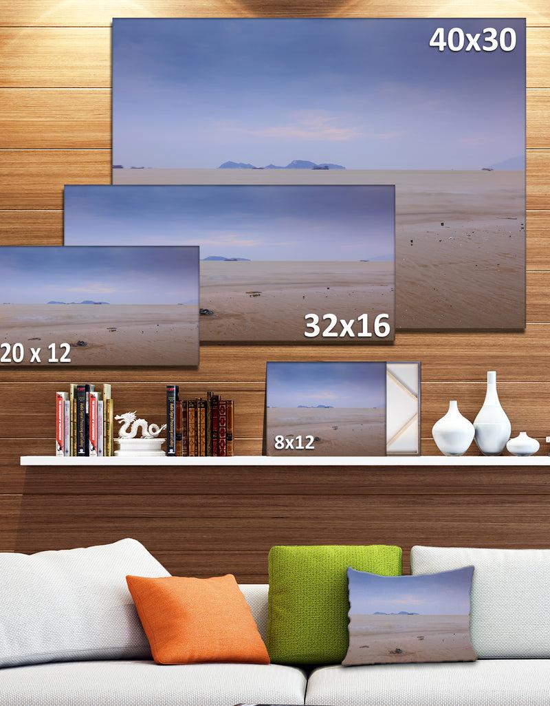 DesignQ Soft Blue Sunset At Lung Kwu Tan Beach - Landscape Artwork Canvas