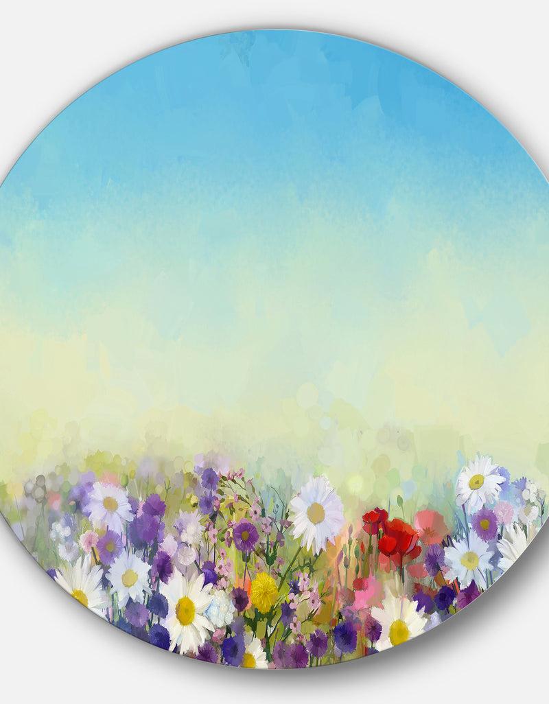 DesignQ Soft Flowers In Spring Background - Floral Round Wall Art