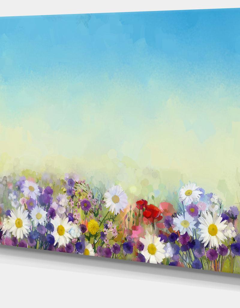 DesignQ Soft Flowers In Spring Background - Large Floral Wall Art Canvas