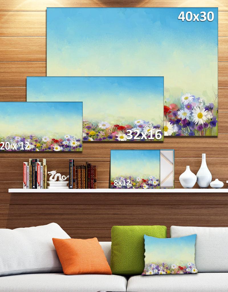 DesignQ Soft Flowers In Spring Background - Large Floral Wall Art Canvas