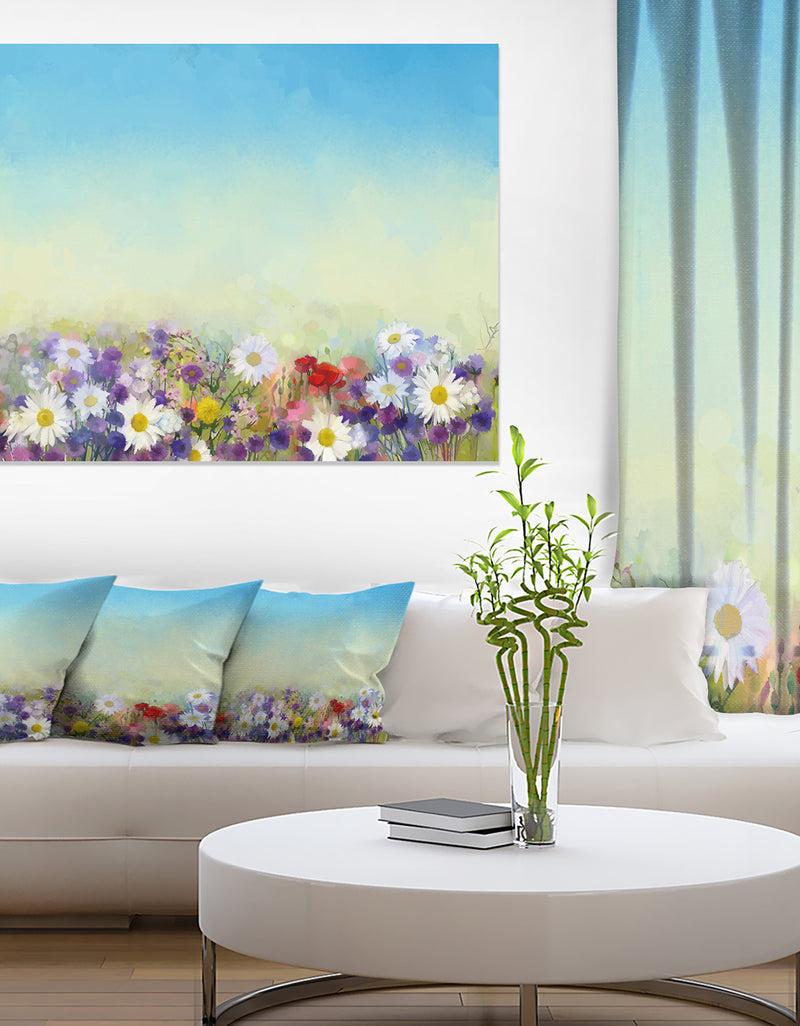 DesignQ Soft Flowers in Spring Background - Large Floral Wall Art Canvas