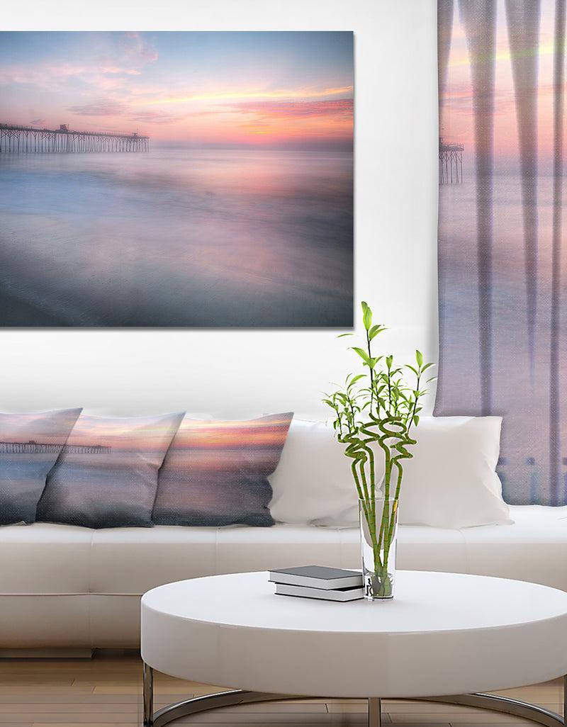 DesignQ Soft Waves on Pier Sunrise - Sea & Shore Photography on wrapped Canvas