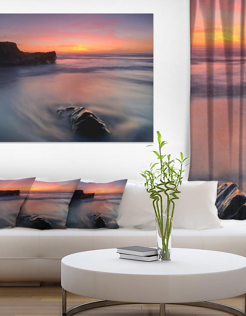 DesignQ Softness in the Tide Magoito Beach - Contemporary Seascape Art Canvas