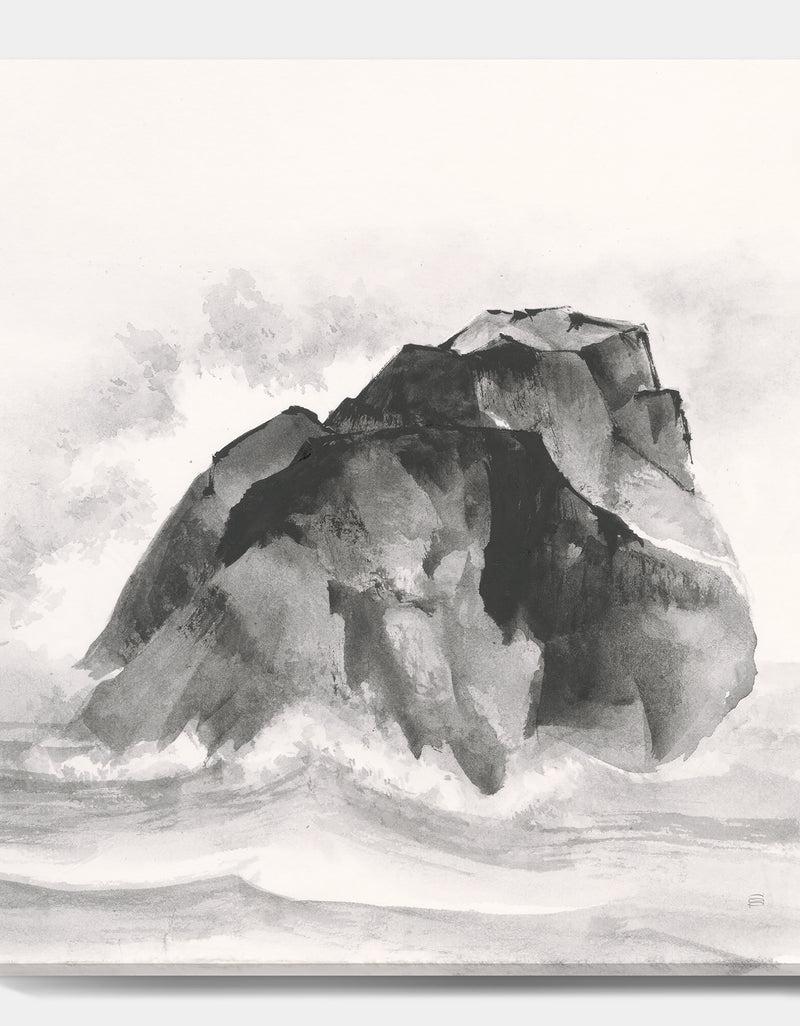 DesignQ Solitary Rock - Lake House Gallery-wrapped Canvas