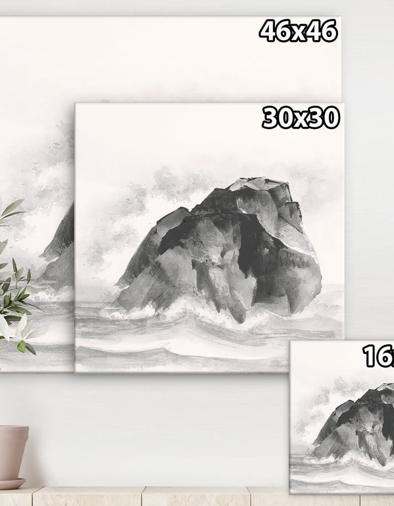 DesignQ Solitary Rock - Lake House Gallery-wrapped Canvas