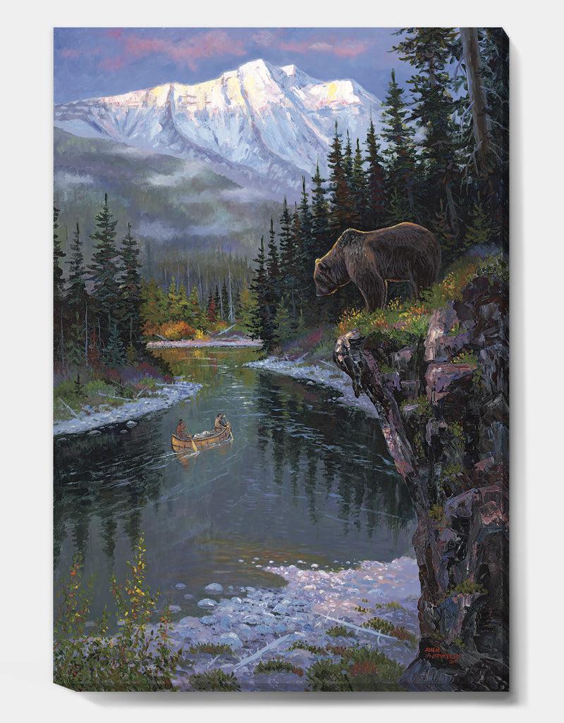DesignQ Southfork Grizzly - Traditional Premium Canvas Wall Art