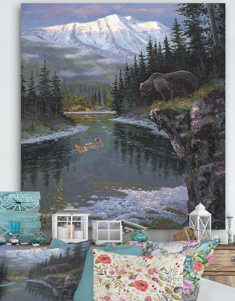 DesignQ Southfork Grizzly - Traditional Premium Canvas Wall Art