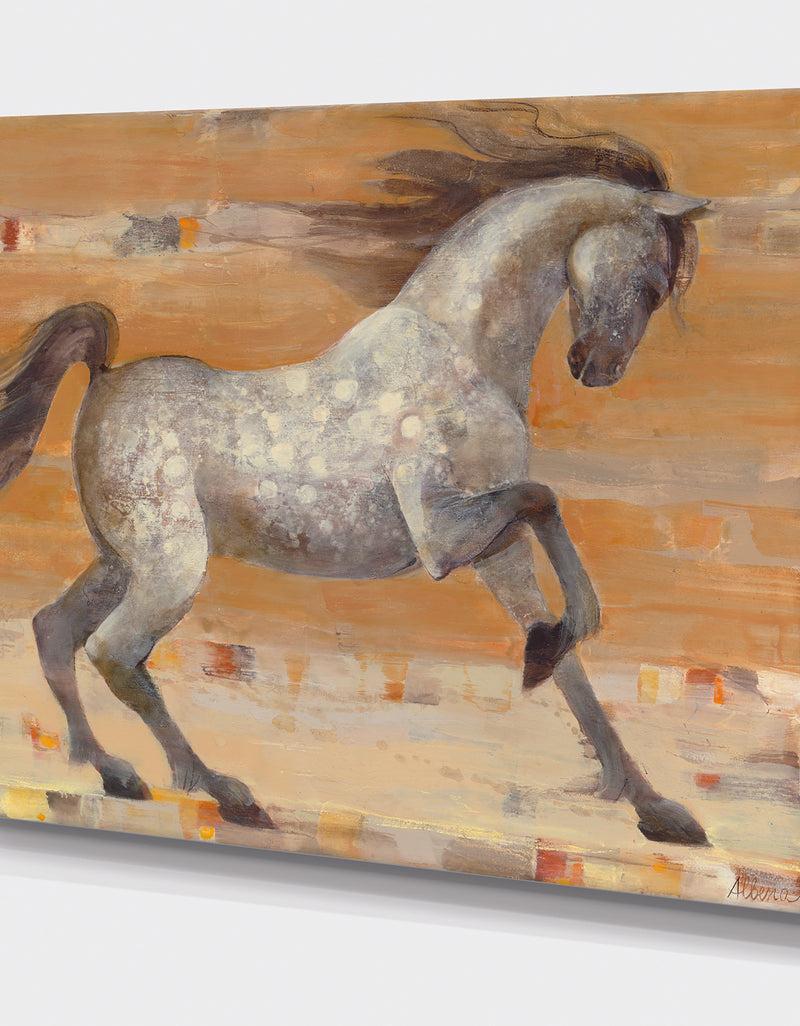DesignQ Southwest Beige Horse - Modern Farmhouse Gallery-wrapped Canvas