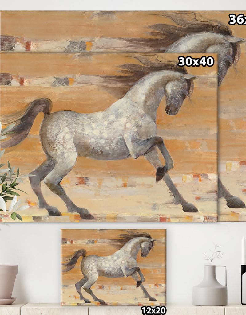 DesignQ Southwest Beige Horse - Modern Farmhouse Gallery-wrapped Canvas