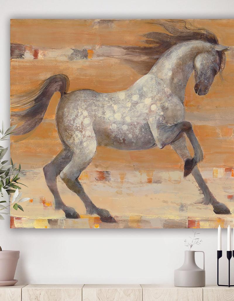 DesignQ southwest Beige Horse - Modern Farmhouse Gallery-wrapped Canvas