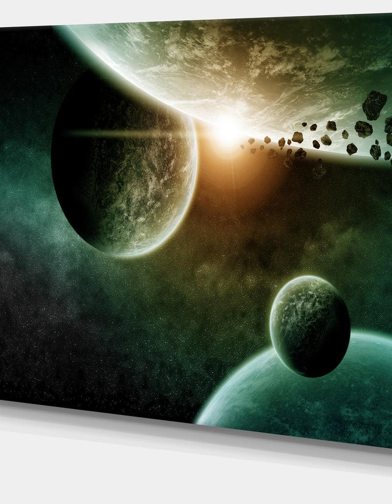 DesignQ Space Planet Illustration Contemporary Canvas Art Print