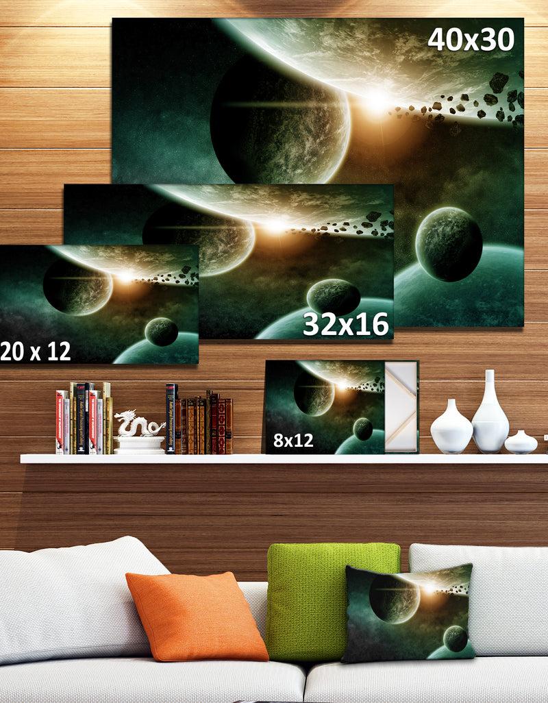 DesignQ Space Planet Illustration Contemporary Canvas Art Print