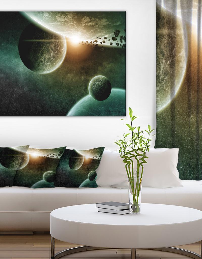 DesignQ Space Planet Illustration Contemporary Canvas Art Print