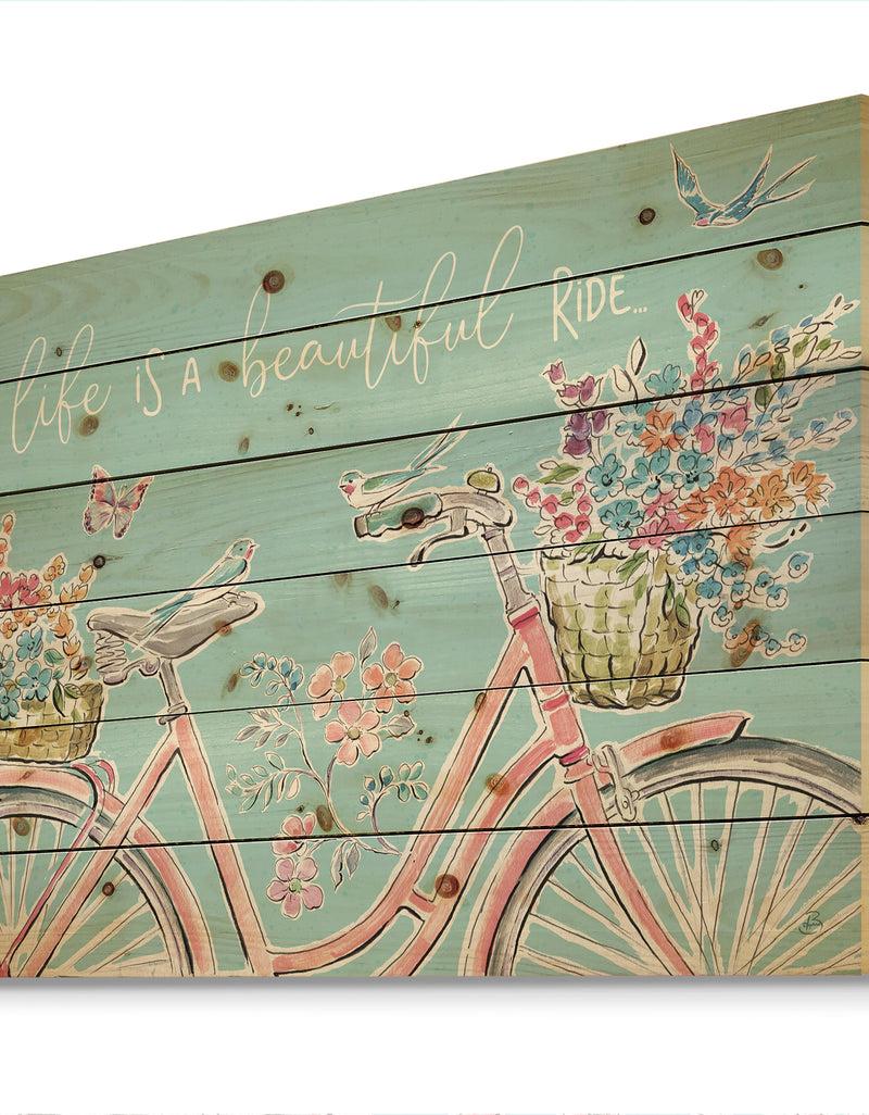 DesignQ Sparrow Spring III Crop - Traditional Print On Natural Pine Wood